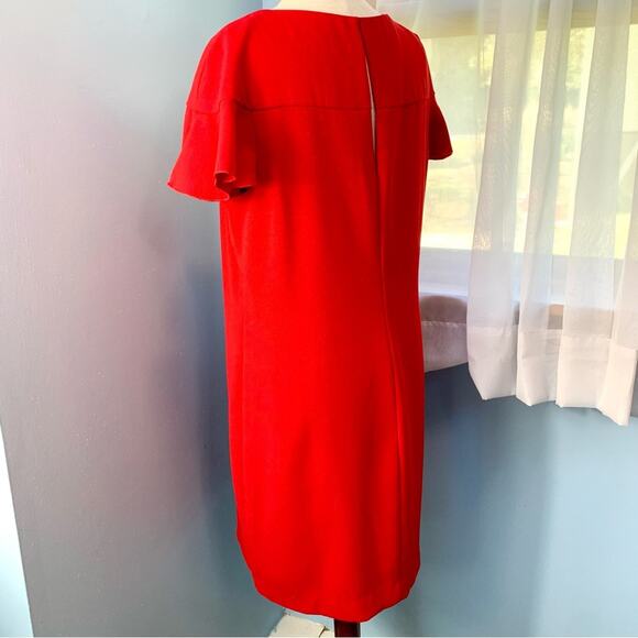Trina Turk Red Shimmer Ruffle Sheath Dress Size 10 - Picture 6 of 10